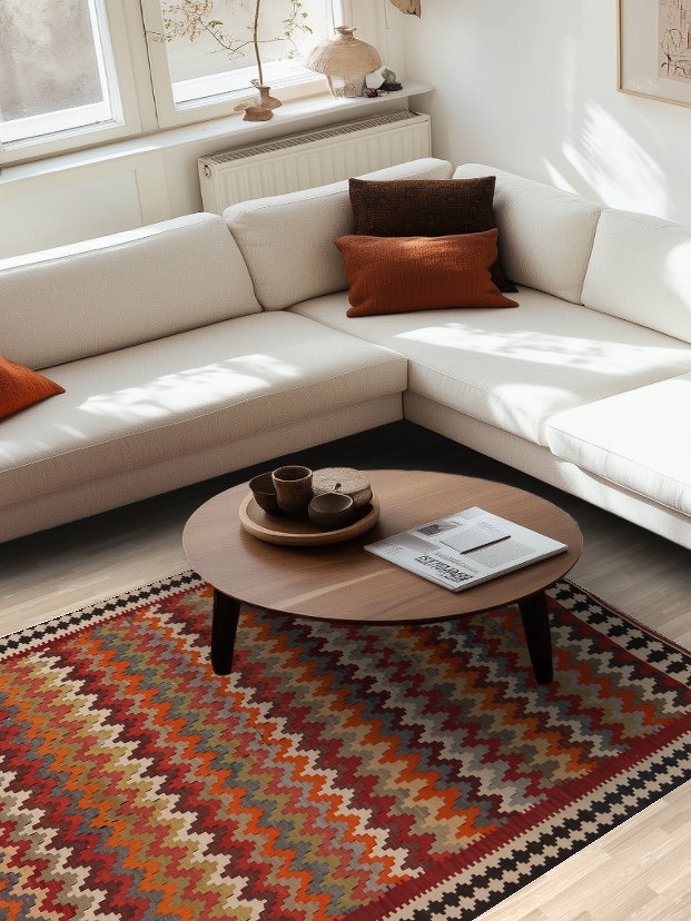 Vegetable Dye Kilim Qashqai Flat Weave Persian Rug 5x8