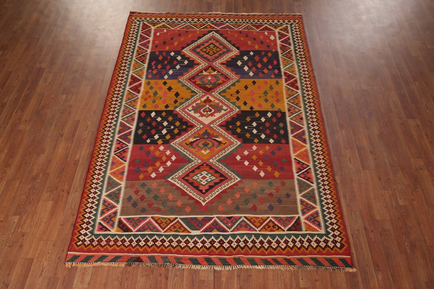 Vegetable Dye Kilim Qashqai Antique Persian Rug 5x8