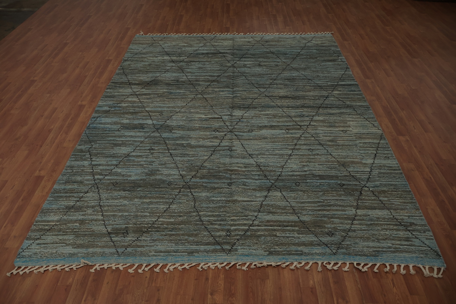 All-Over Trellis Striped Moroccan Area Rug 8x11
