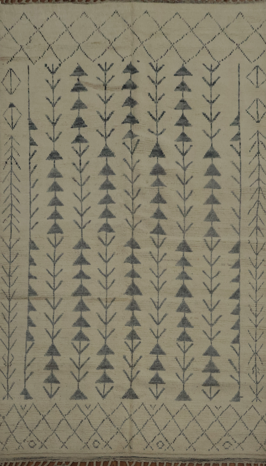 Handmade Wool Ivory Moroccan Area Rug 6x10