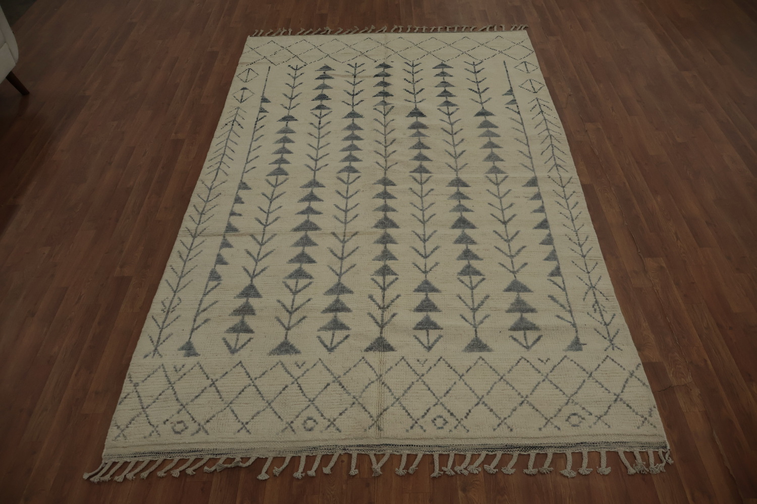 Handmade Wool Ivory Moroccan Area Rug 6x10