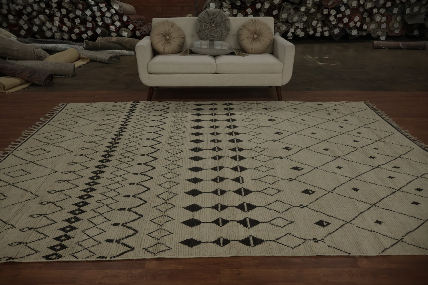 Trellis Wool Moroccan Living Room Area Rug 8x11