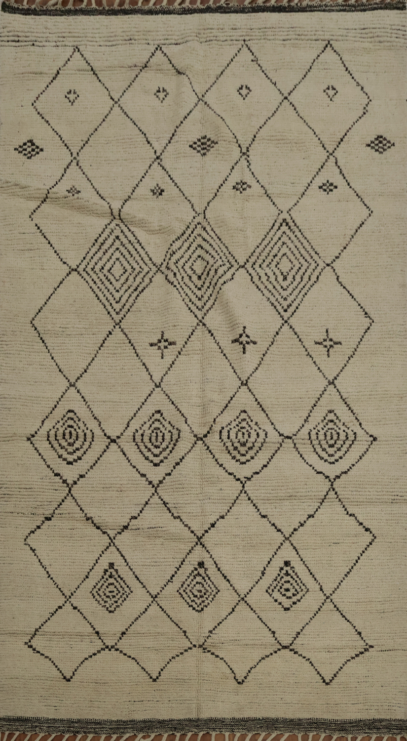Trellis Wool Handmade Moroccan Living Room Area Rug 5x9
