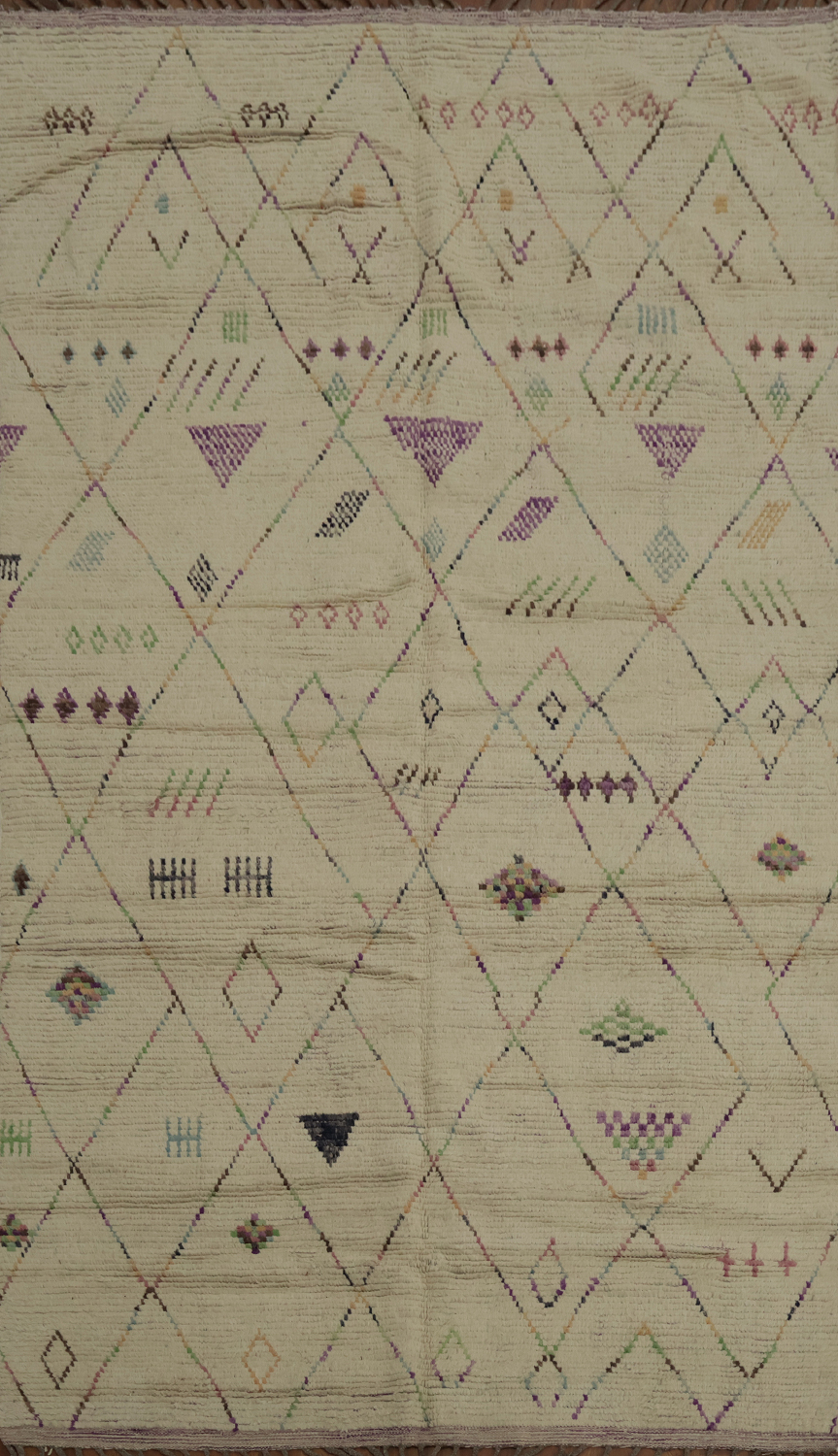 Handmade Wool Geometric Moroccan Area Rug 6x10