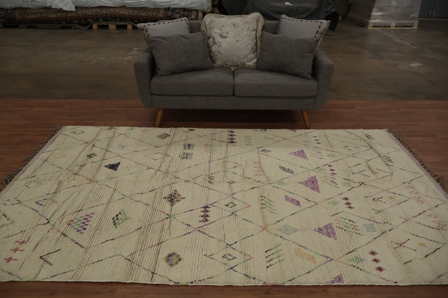 Handmade Wool Geometric Moroccan Area Rug 6x10