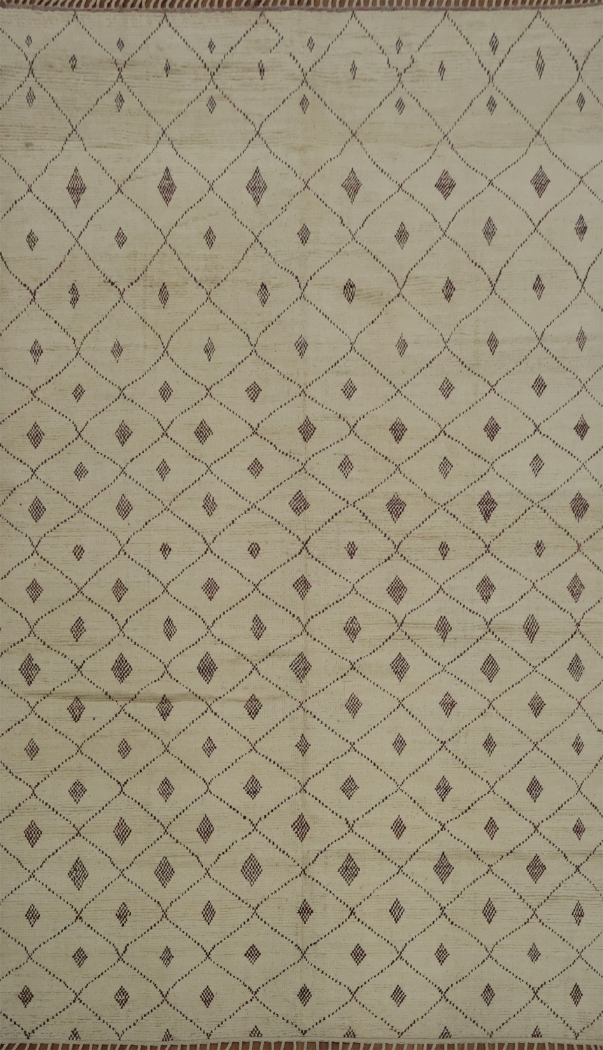 All-Over Trellis Wool Moroccan Large Oriental Rug 10x15