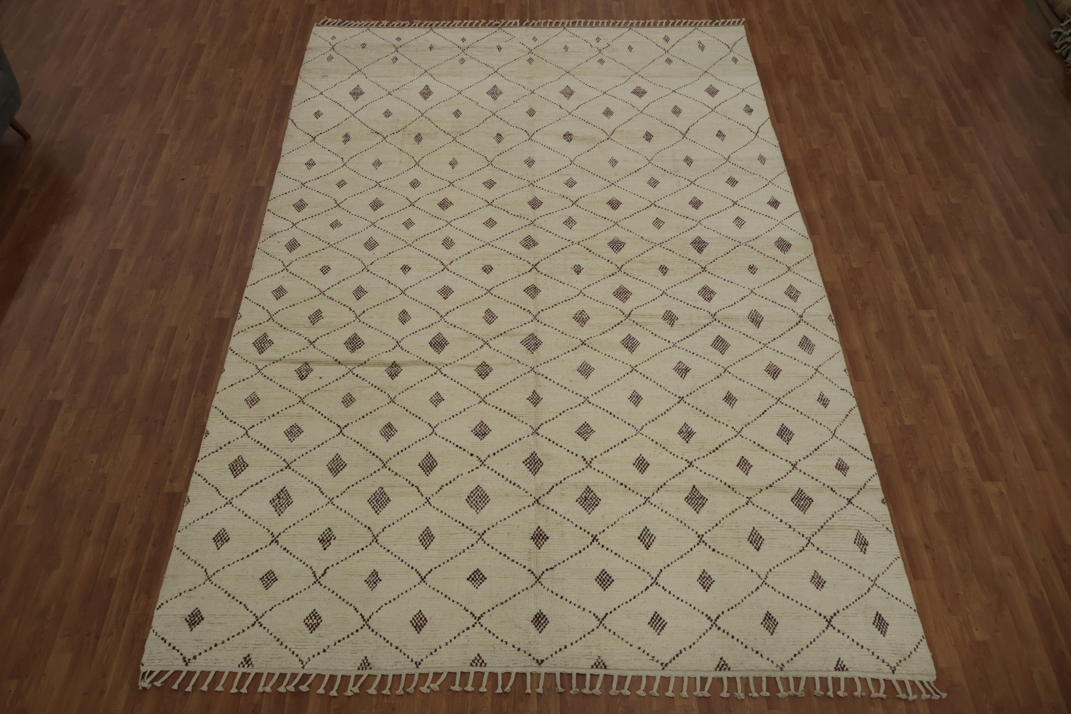 All-Over Trellis Wool Moroccan Large Oriental Rug 10x15