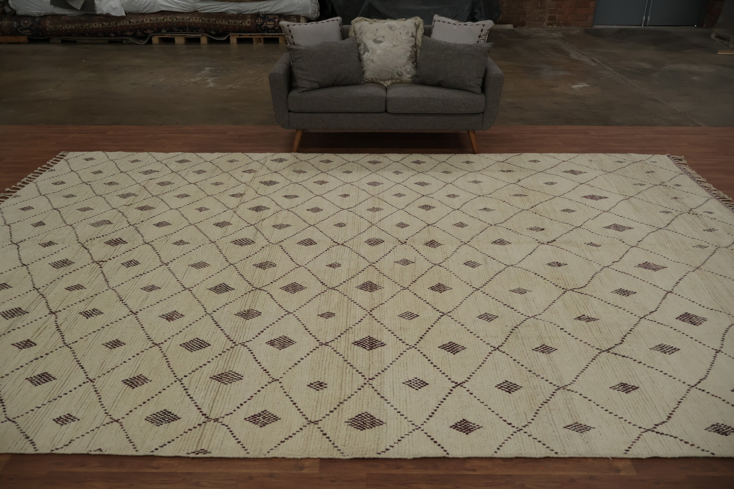All-Over Trellis Wool Moroccan Large Oriental Rug 10x15