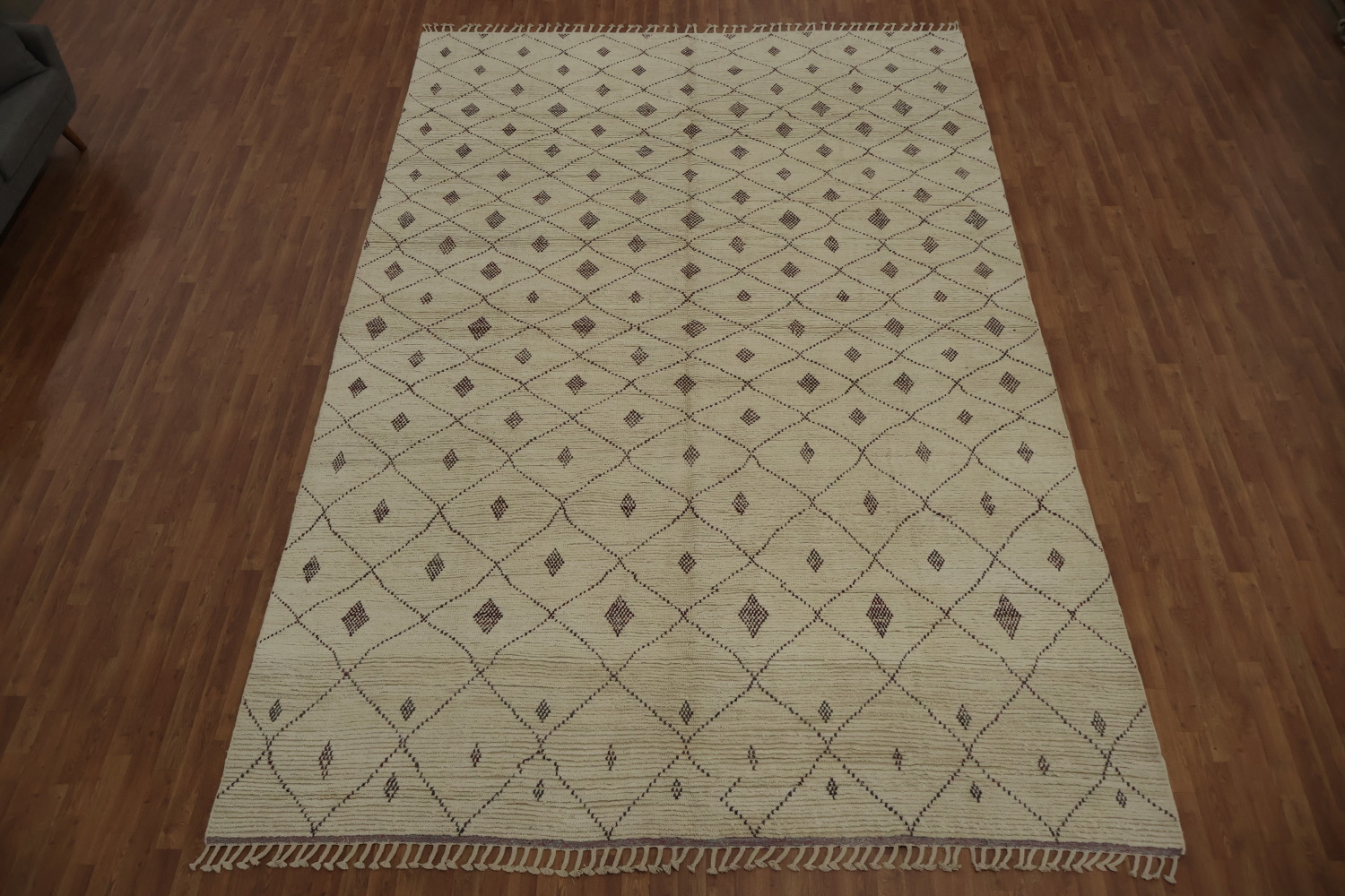 All-Over Trellis Wool Moroccan Large Oriental Rug 10x15