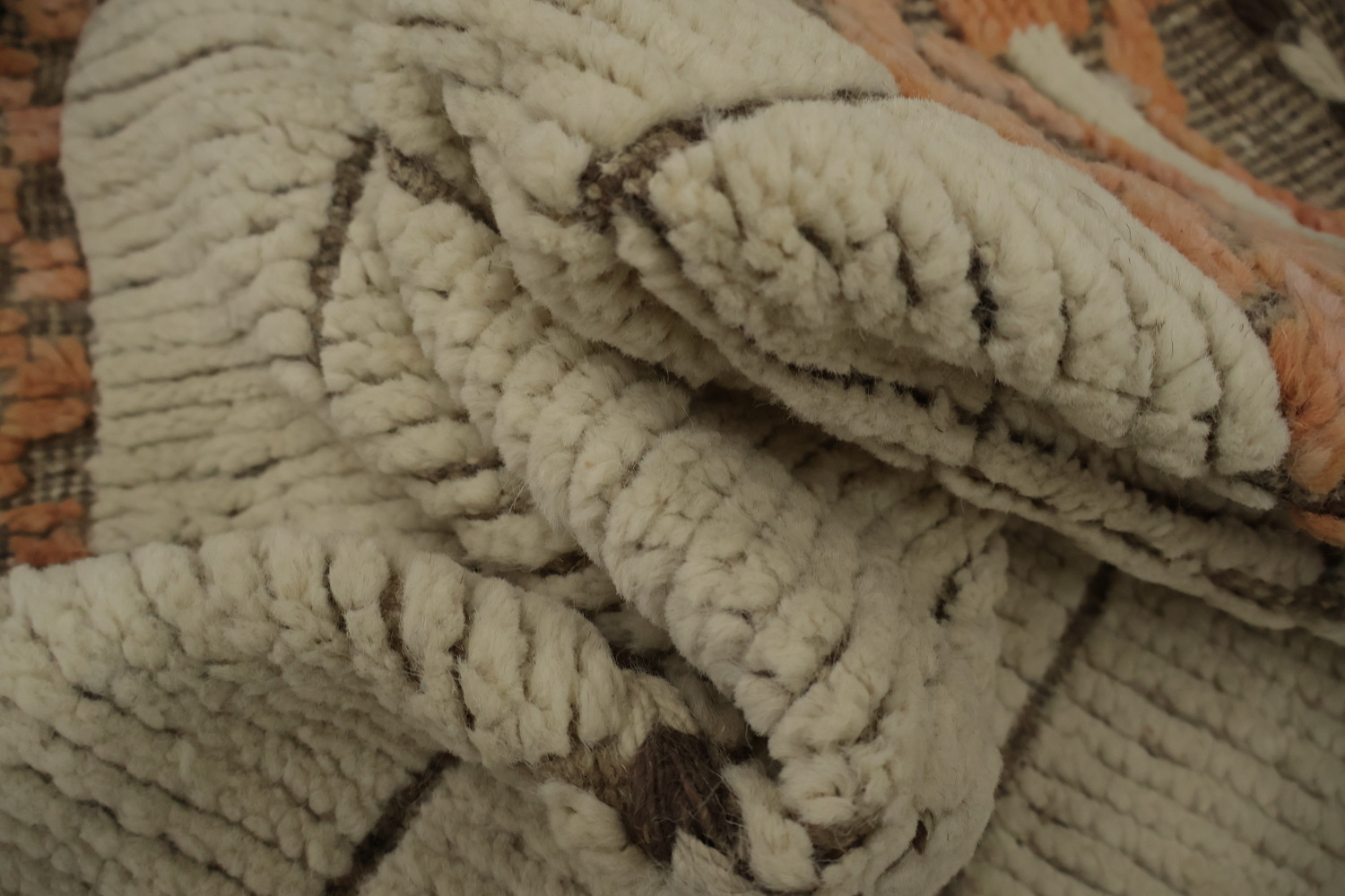 Striped Wool Ivory Moroccan Palace Size Large Rug 14x22
