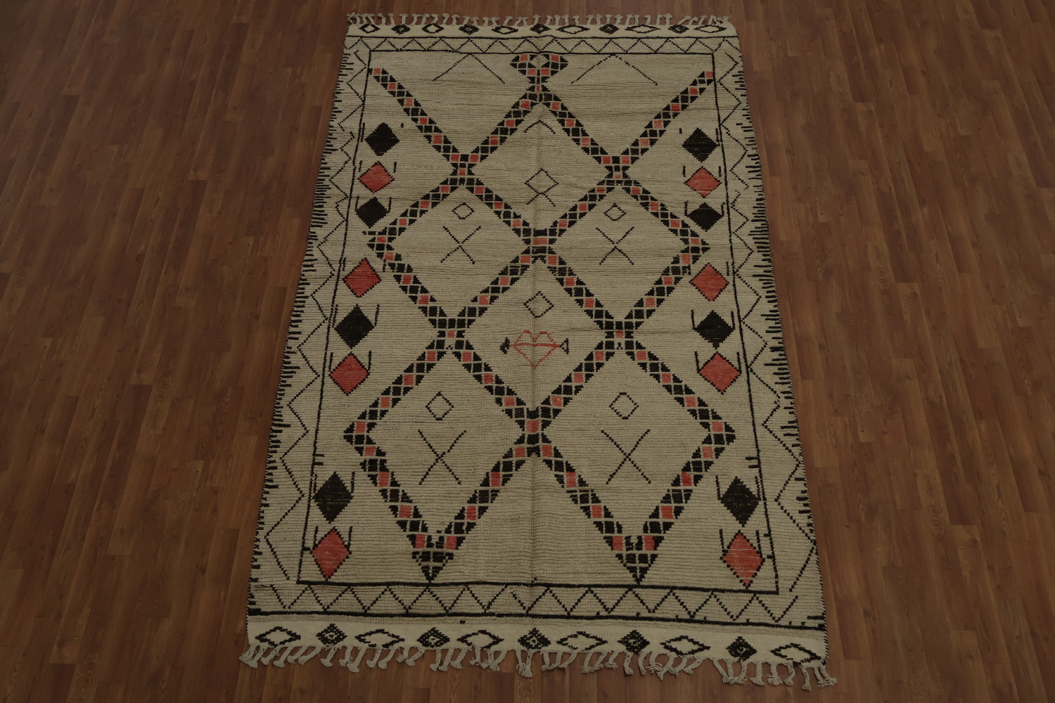 Rustic Elegance Ethnic Diamond Design Wool Moroccan Area Rug 6x10