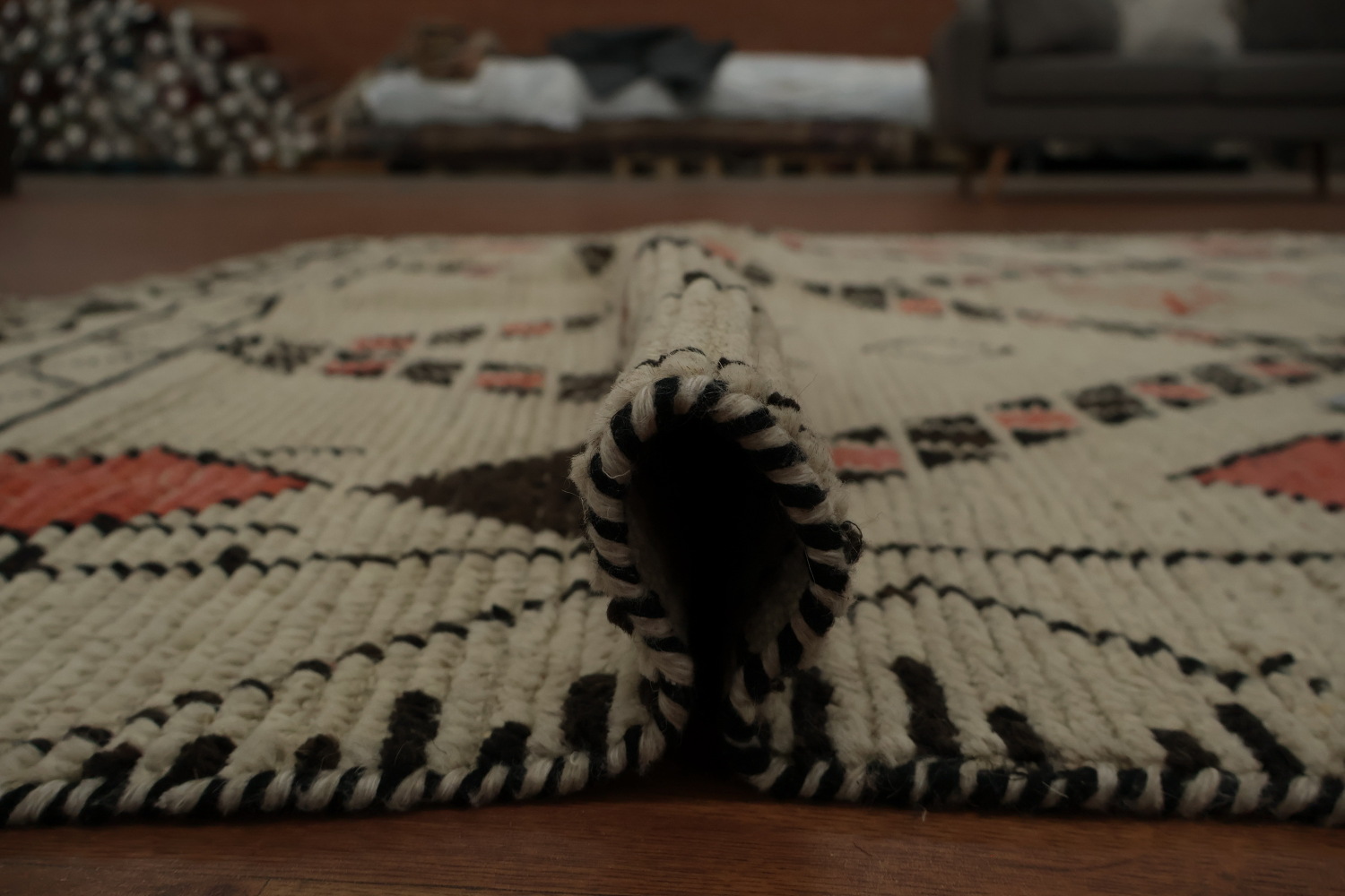 Rustic Elegance Ethnic Diamond Design Wool Moroccan Area Rug 6x10