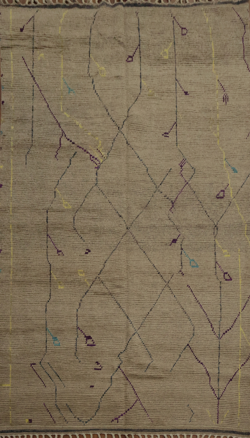 Contemporary Moroccan Area Rug 6x10 with Artistic Linework