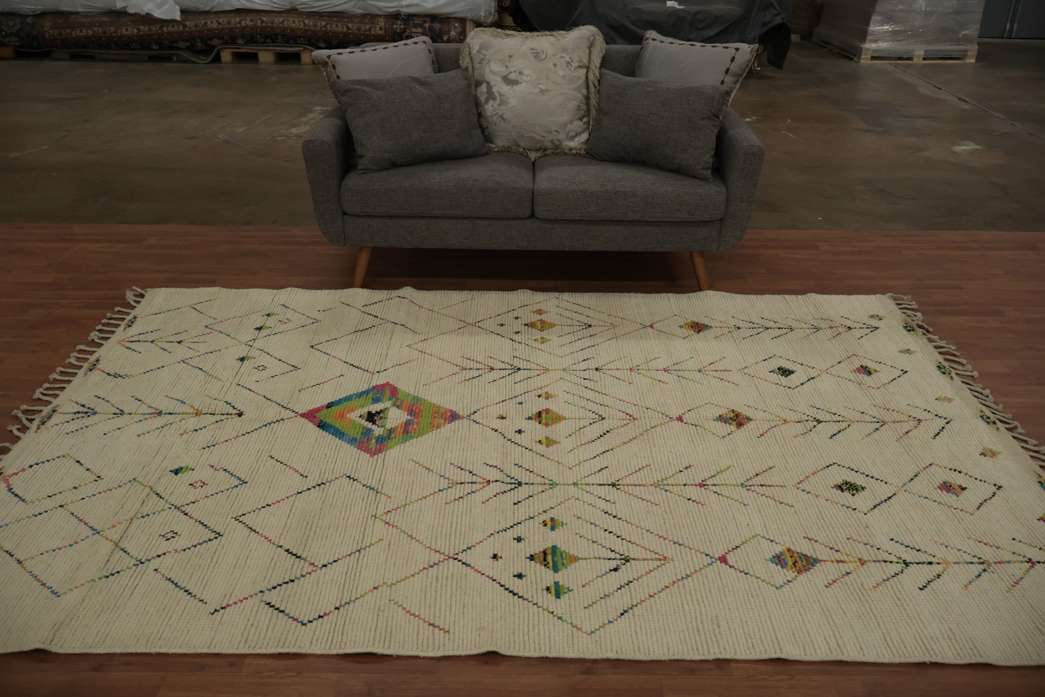 Ivory Geometric Moroccan Oriental Area Rug 6x10