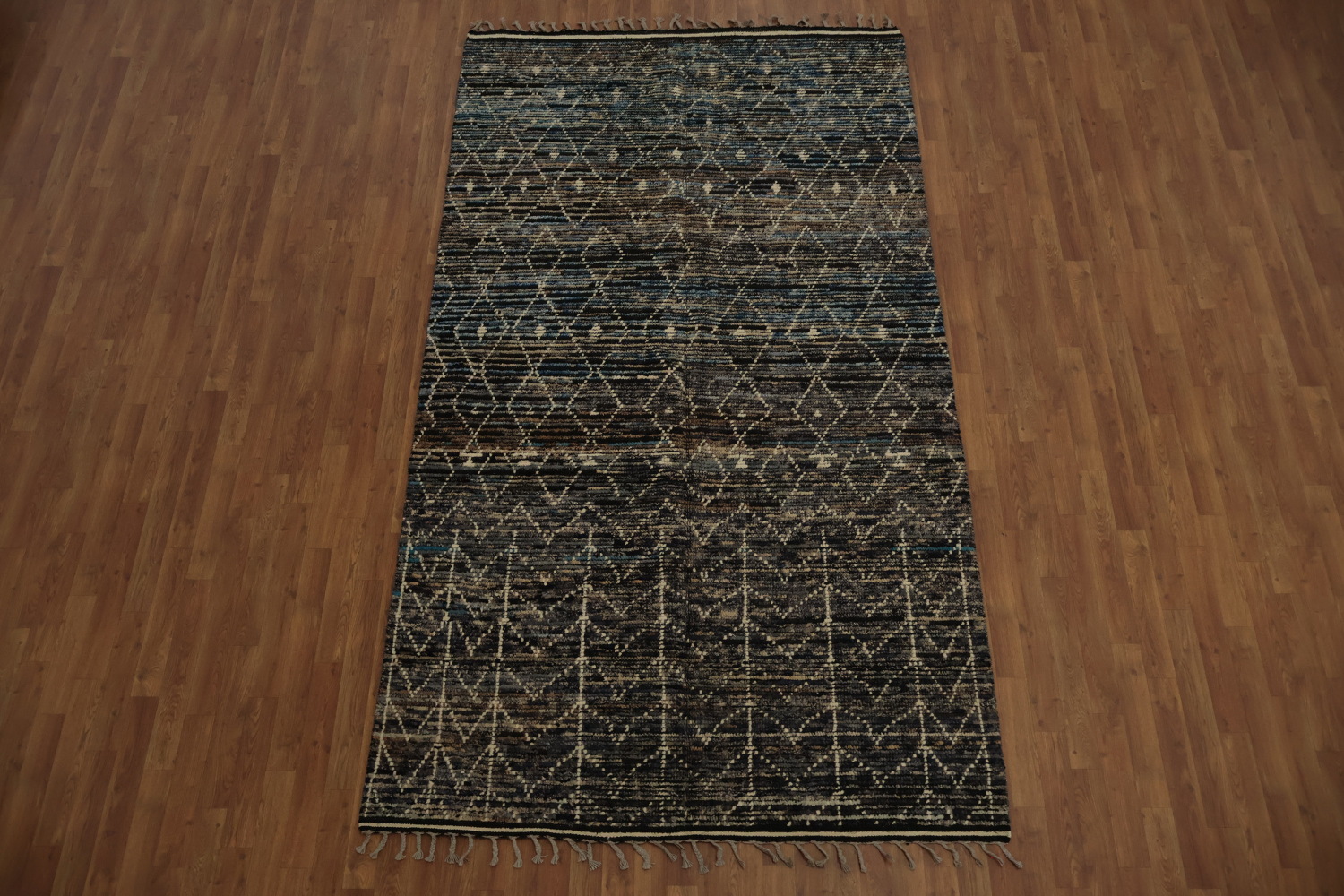 Sophisticated Dark Moroccan Area Rug 6x10 with Textured Patterns