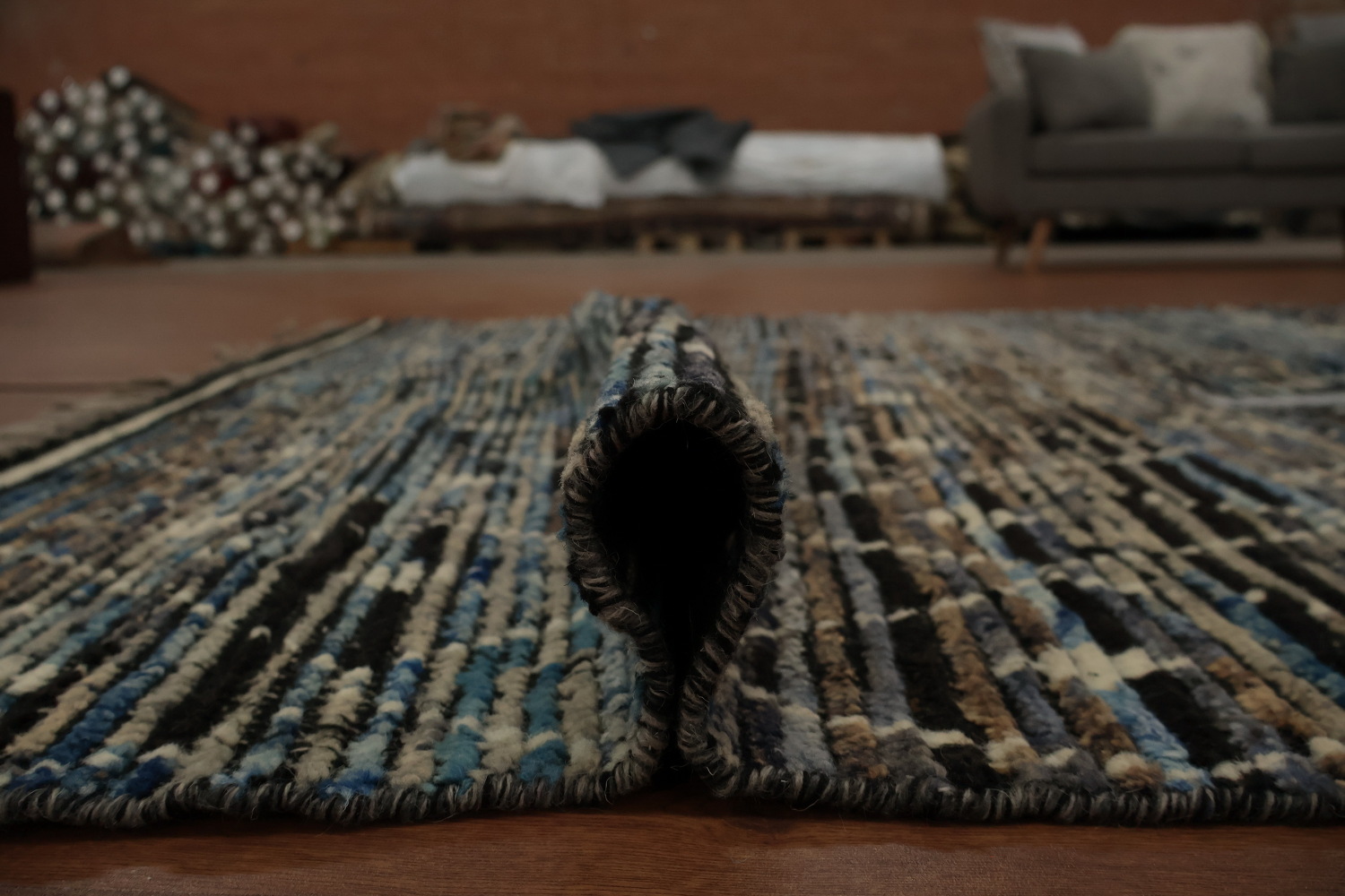 Sophisticated Dark Moroccan Area Rug 6x10 with Textured Patterns