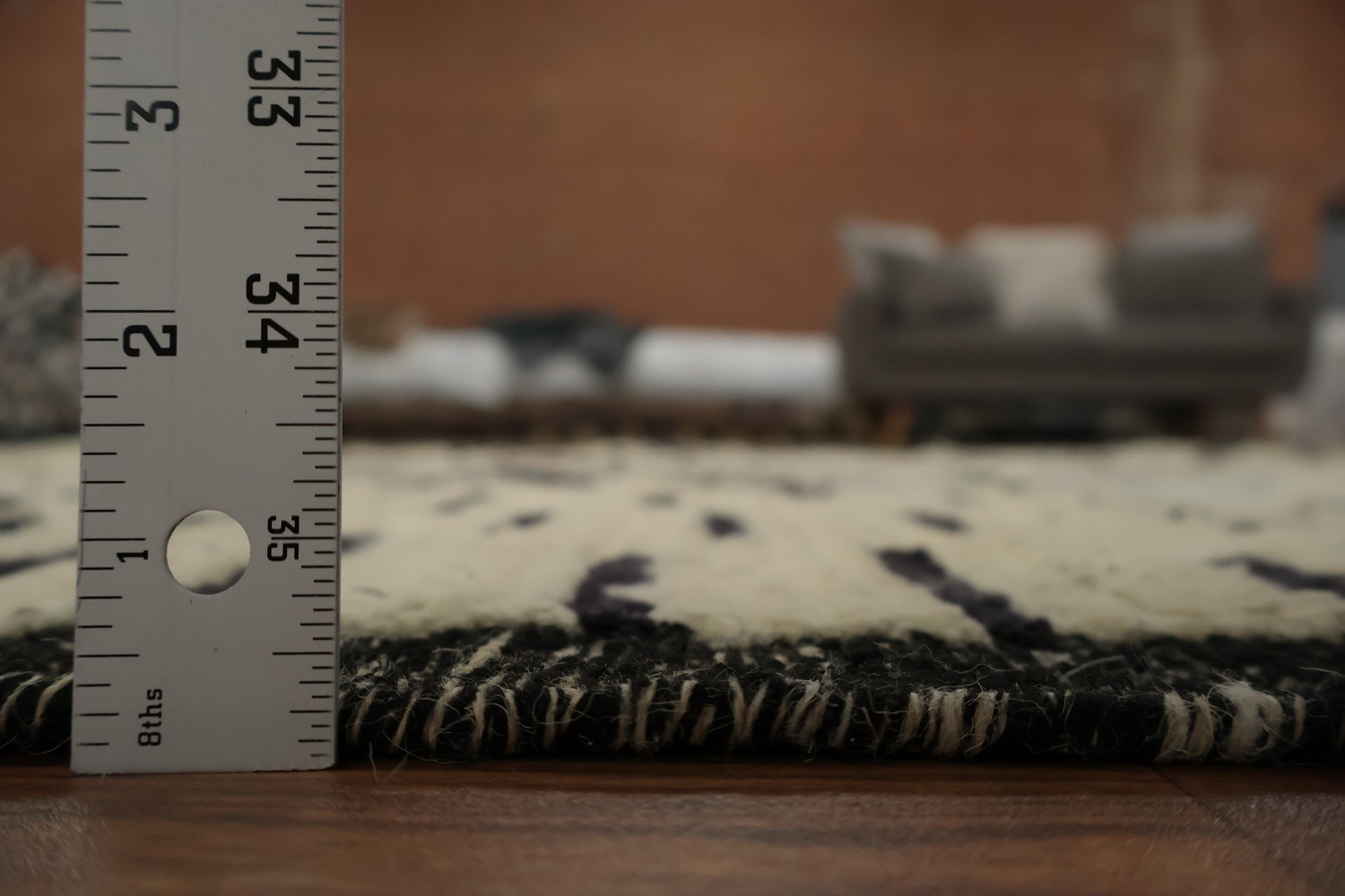Stylish Neutral-Toned Moroccan Area Rug 7x10 with Artistic Elements