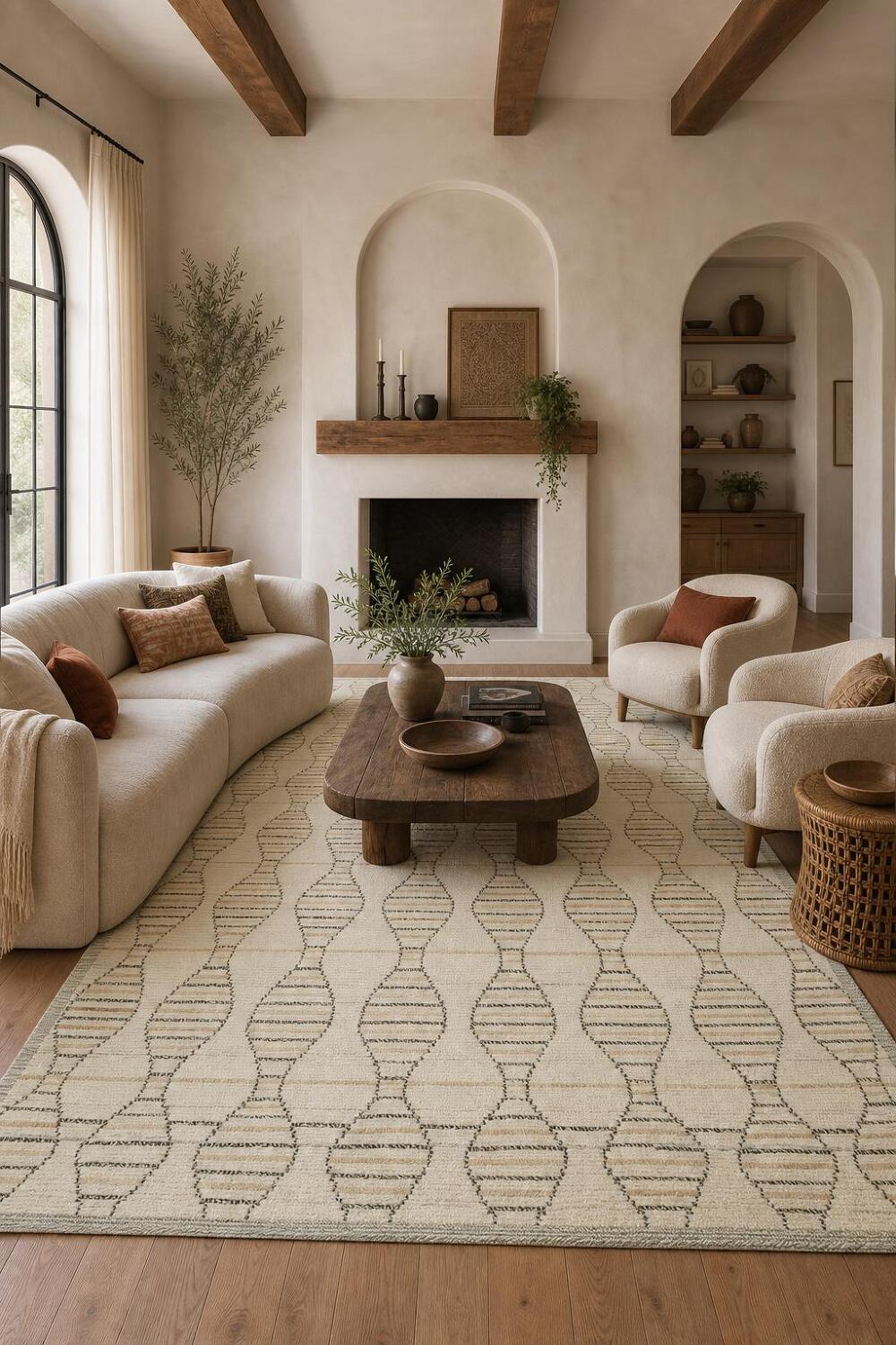 Contemporary Beige Rug Enhancing Minimalist Home Decor 6x13