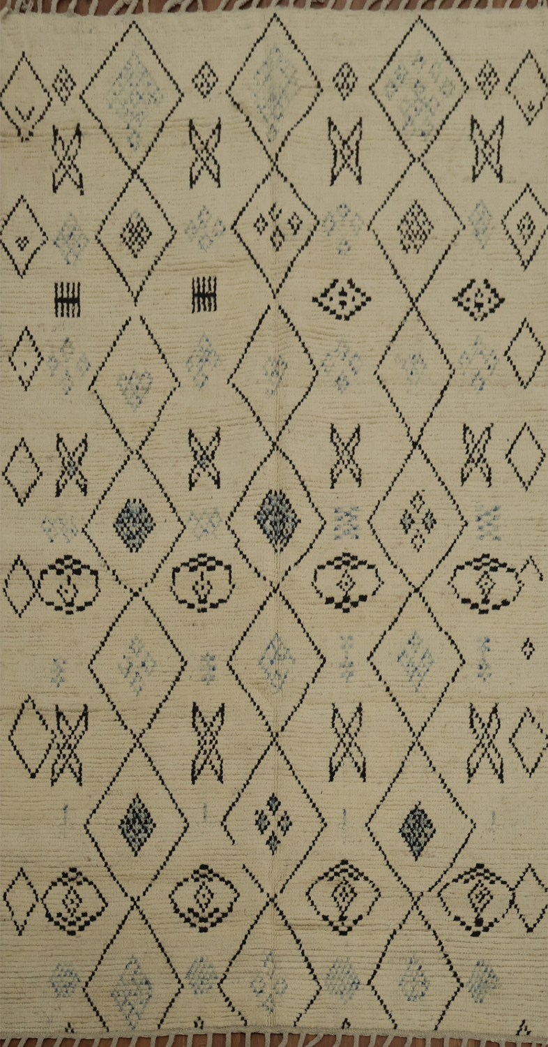 All-Over Ivory Moroccan Oriental Area Rug 5x9