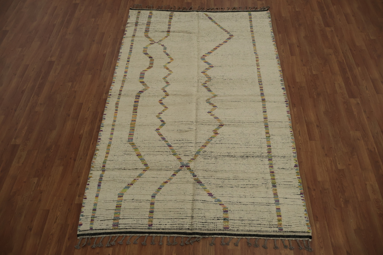 Handmade Ivory Moroccan Oriental Area Rug 5x8