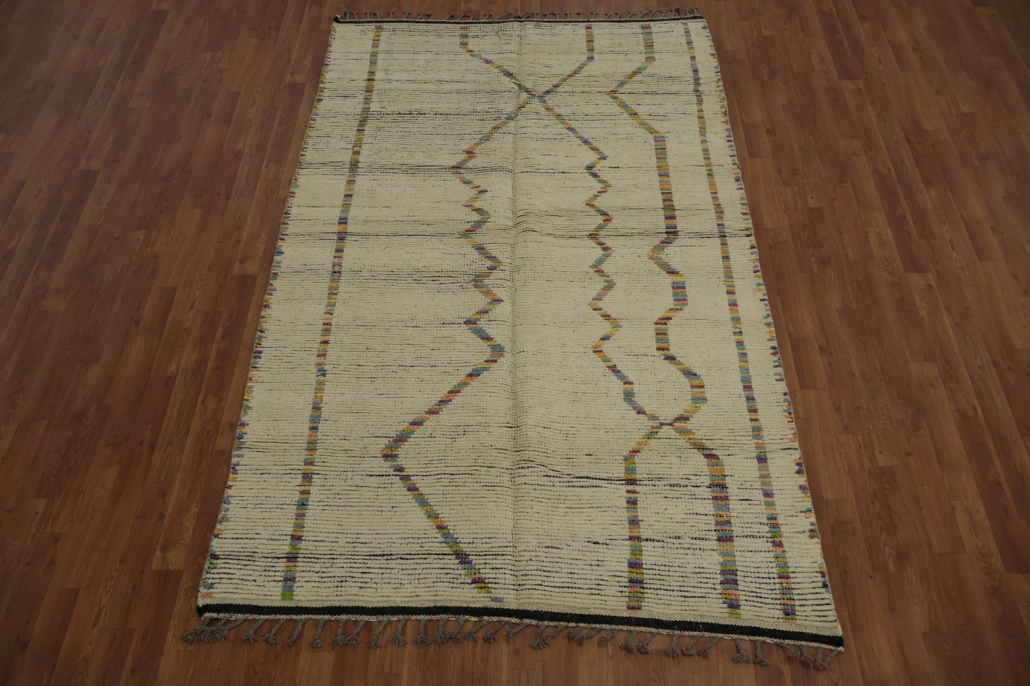 Handmade Ivory Moroccan Oriental Area Rug 5x8