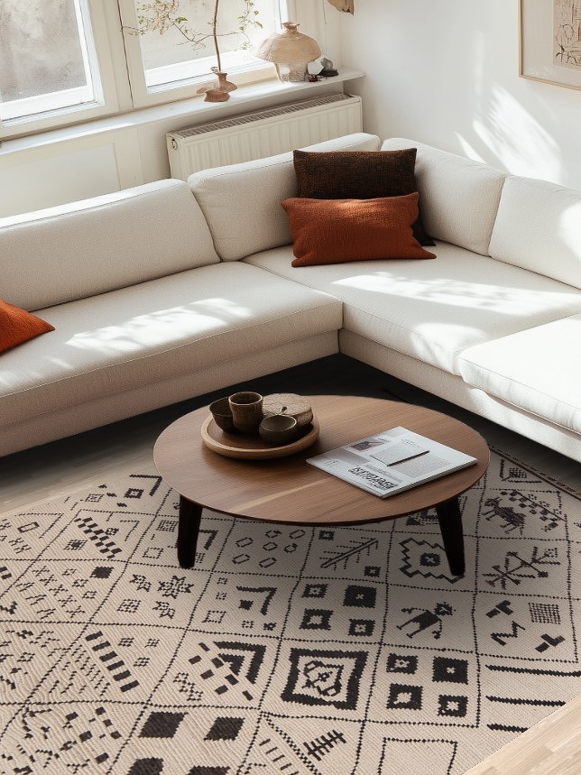 All-Over Trellis Moroccan Ivory Wool Area Rug 6x10