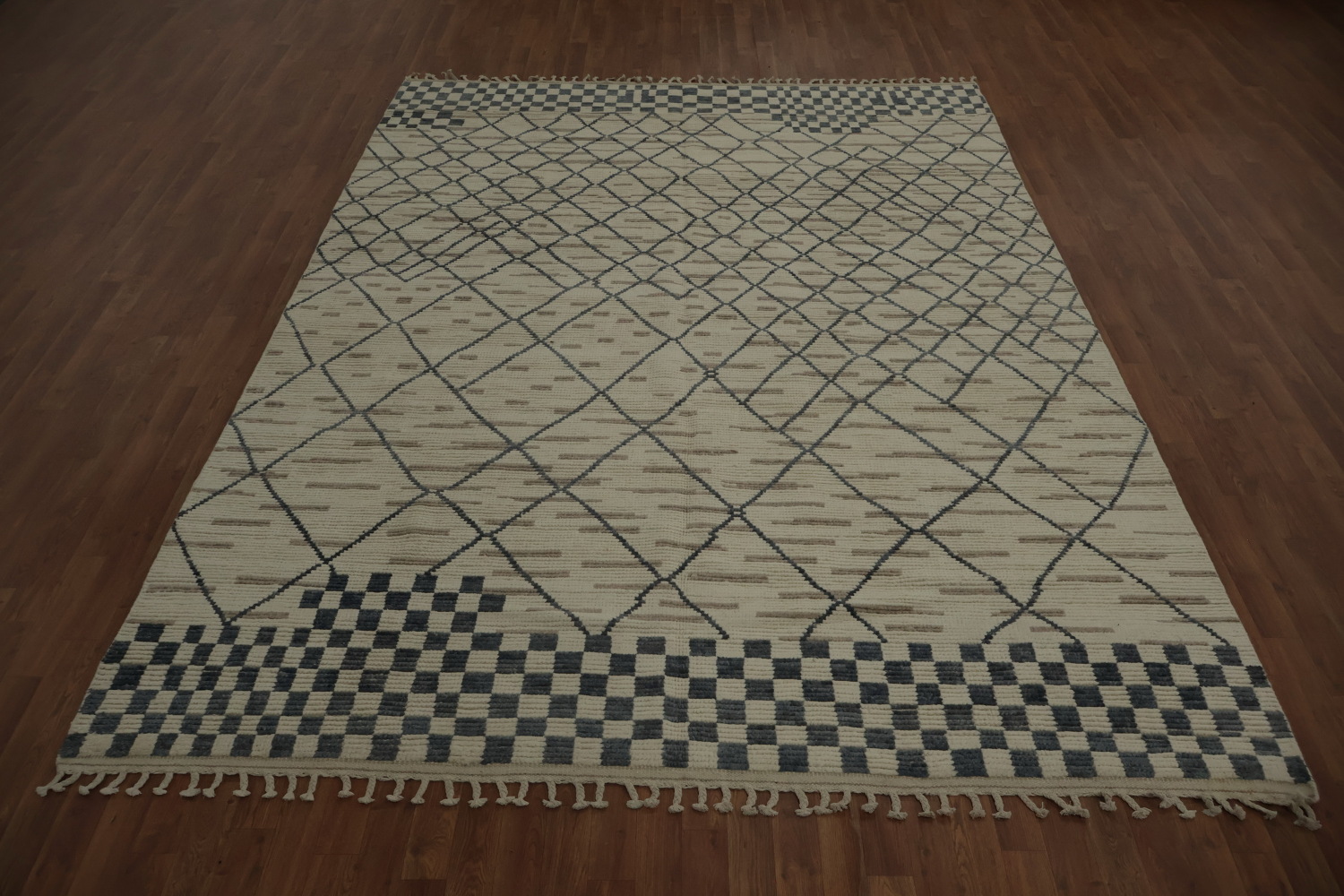 Refined Lattice Patterns on a Moroccan Area Rug 8x11