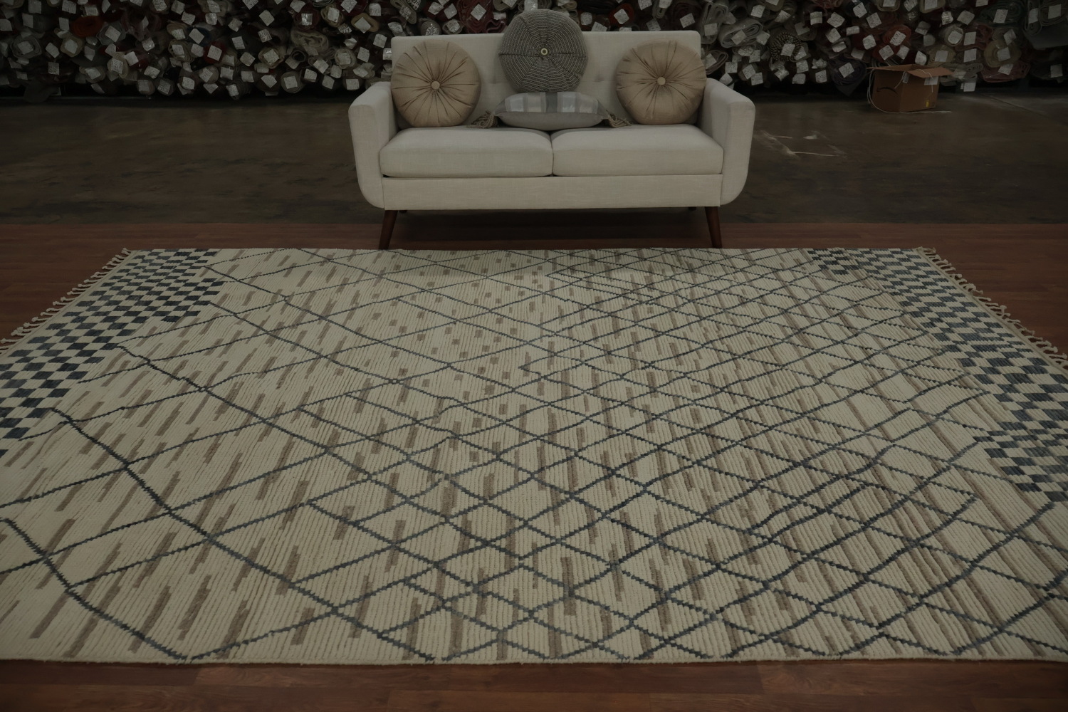 Refined Lattice Patterns on a Moroccan Area Rug 8x11