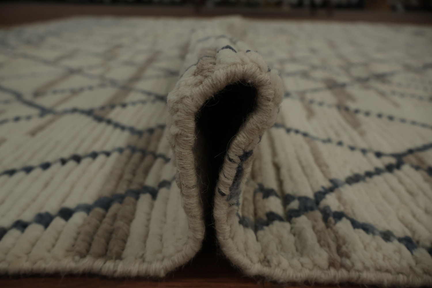 Refined Lattice Patterns on a Moroccan Area Rug 8x11