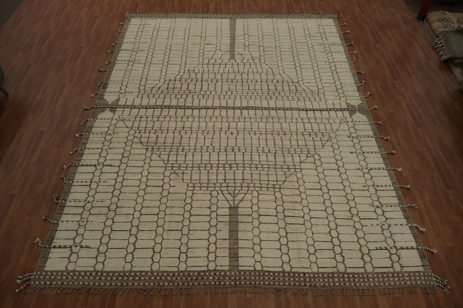 Handmade Ivory Large Moroccan Oriental Rug 12x17
