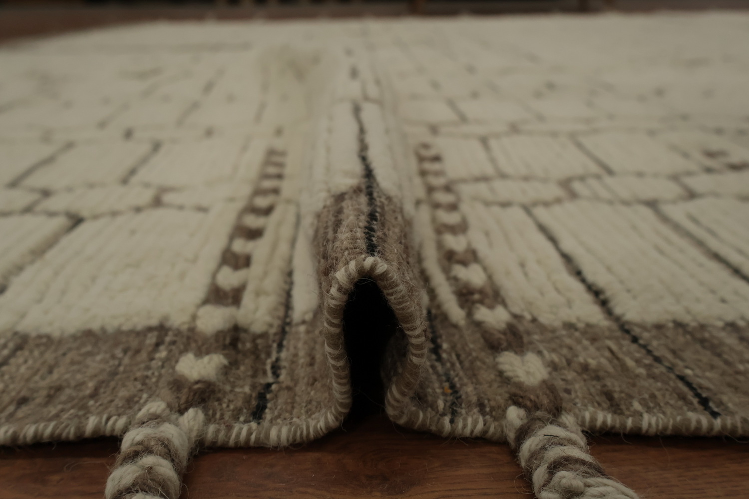 Handmade Ivory Large Moroccan Oriental Rug 12x17