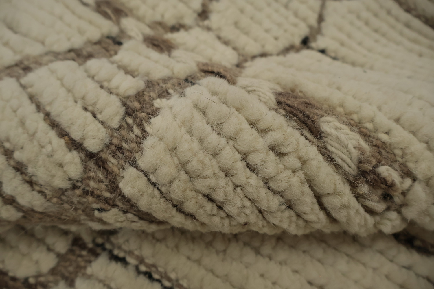 Handmade Ivory Large Moroccan Oriental Rug 12x17