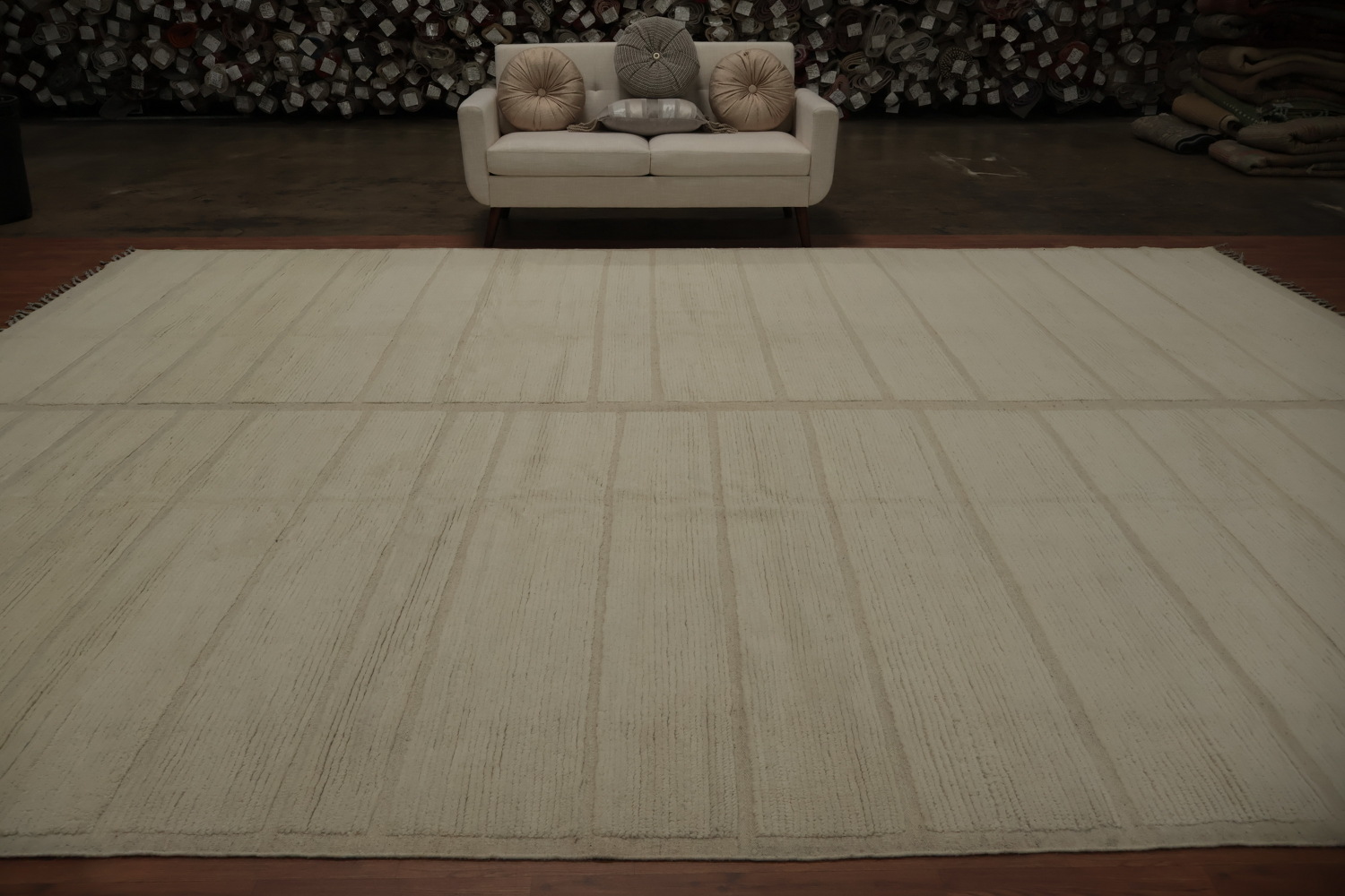 Handmade Ivory Moroccan Oriental Large Rug 12x16