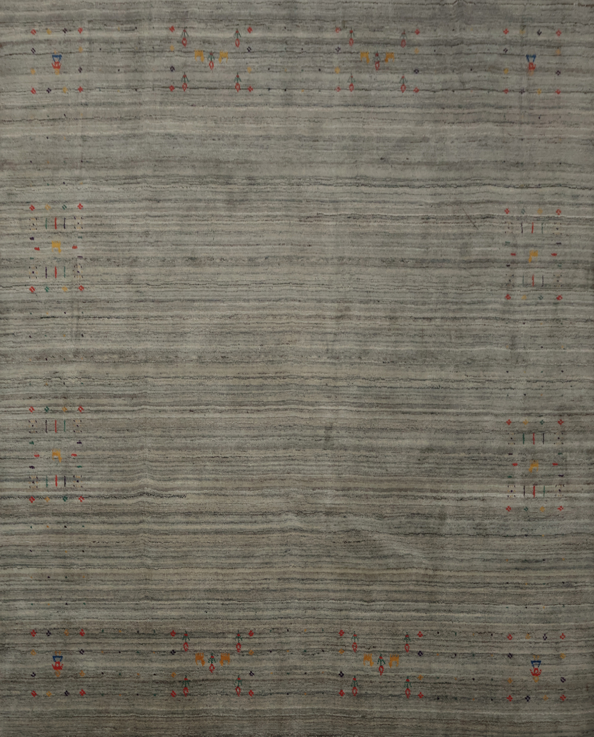 Chic Minimalist Square Gabbeh Rug with Sleek Striped Gray Design 8x8