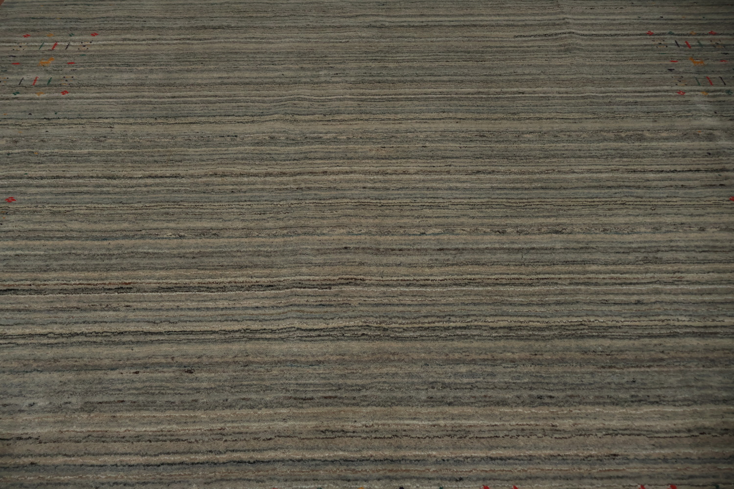 Chic Minimalist Square Gabbeh Rug with Sleek Striped Gray Design 8x8