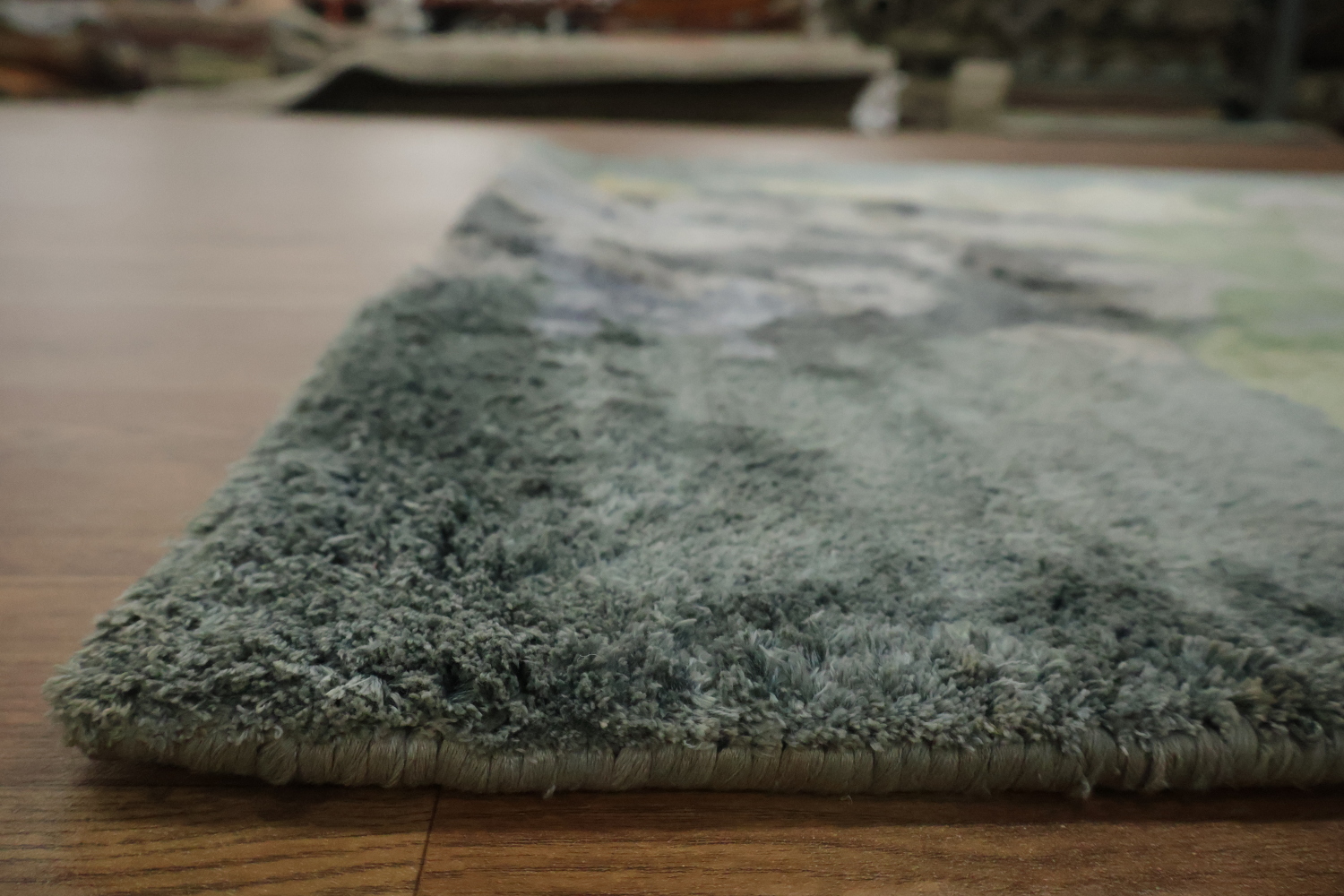 Gray Silver Flowers Silk Oriental Area Rug 5x8