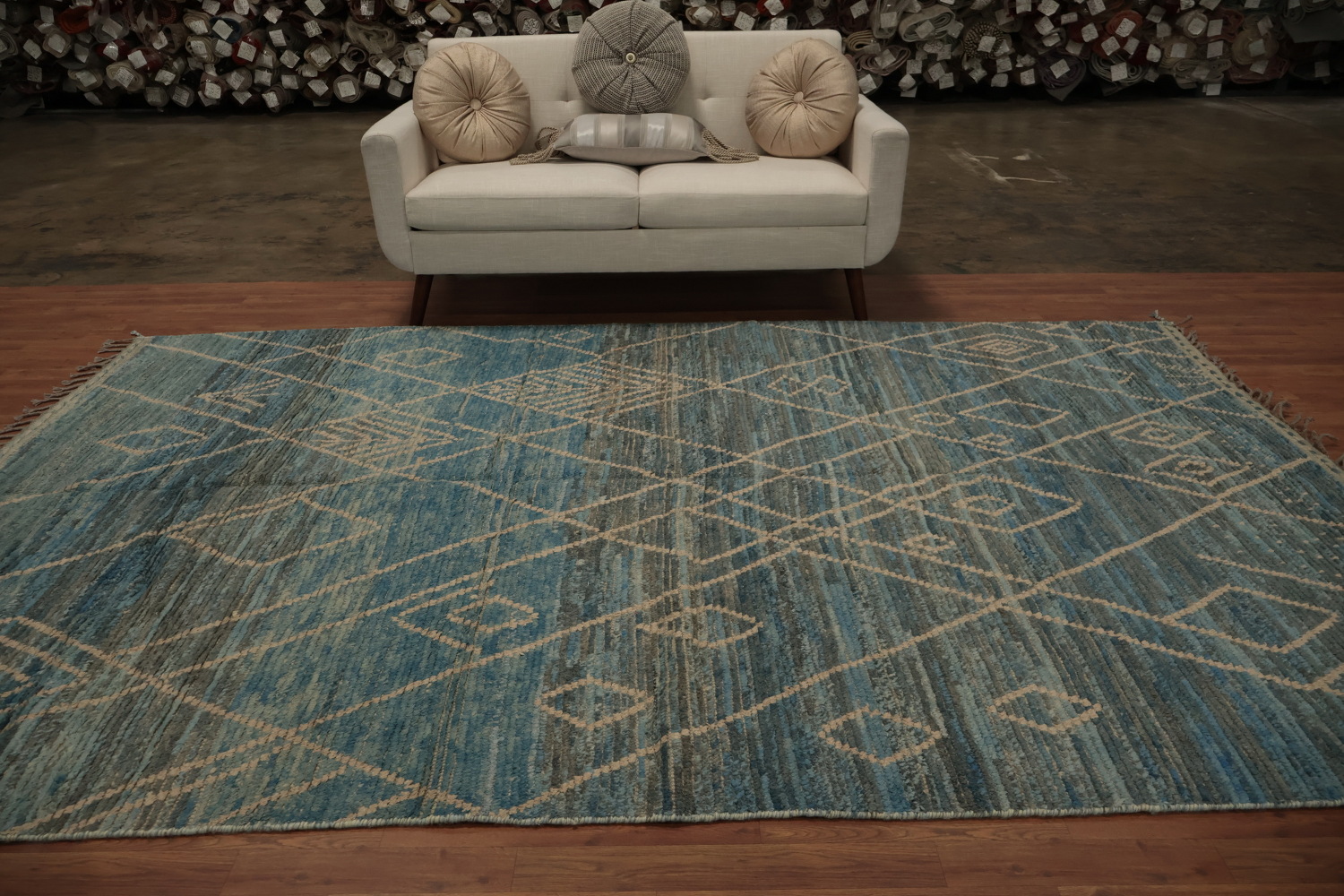 Hand-Knotted Wool Moroccan Area Rug 7x11