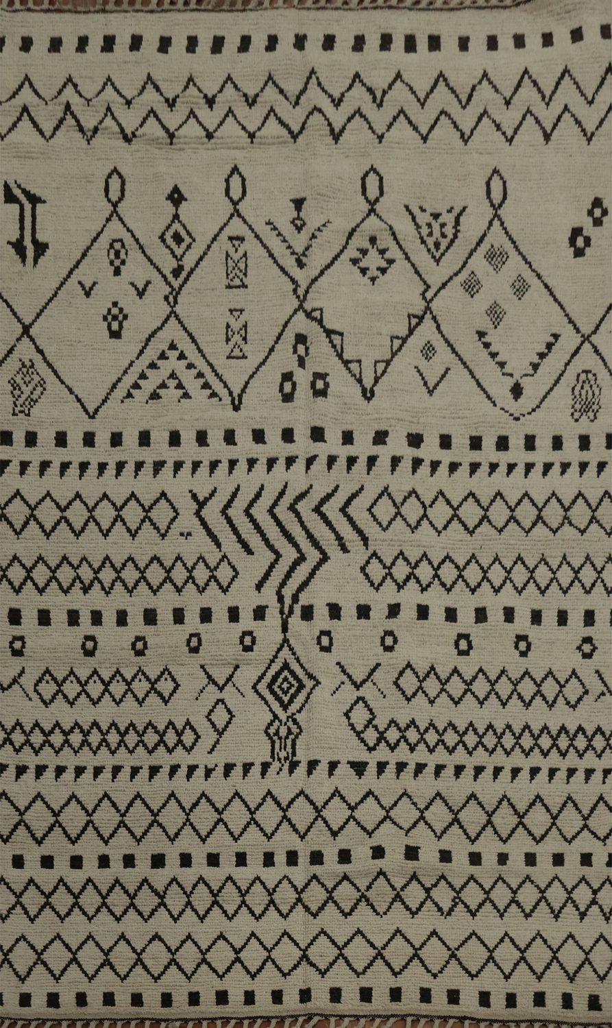 Ivory Trellis Wool Moroccan Living Room Rug 7x10