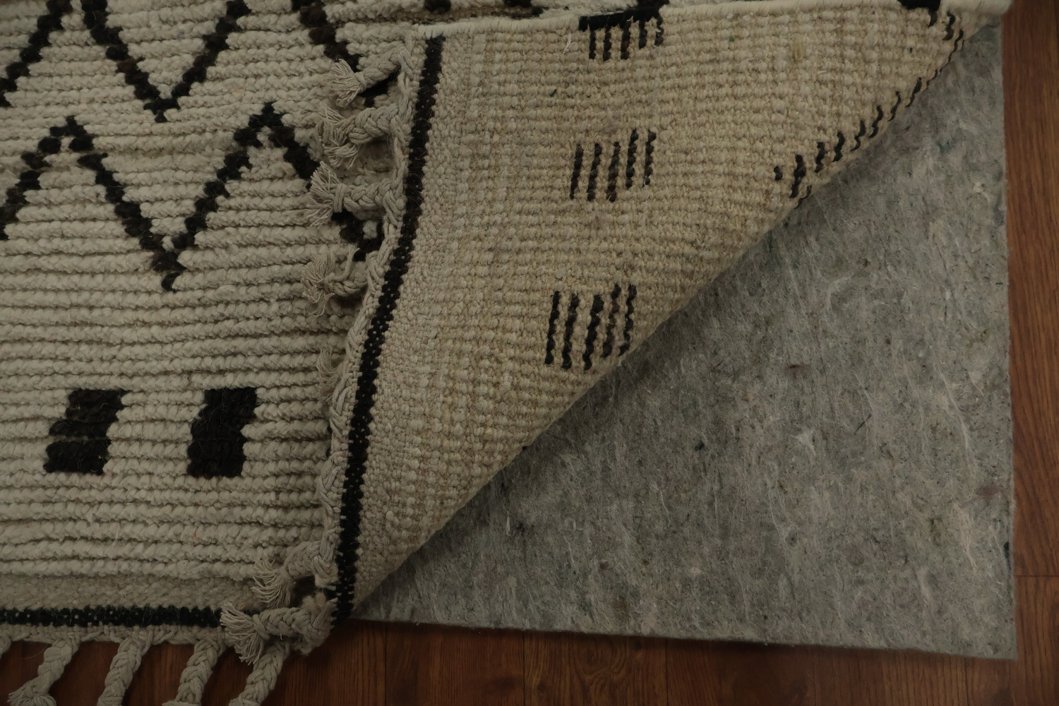 Ivory Trellis Wool Moroccan Living Room Rug 7x10