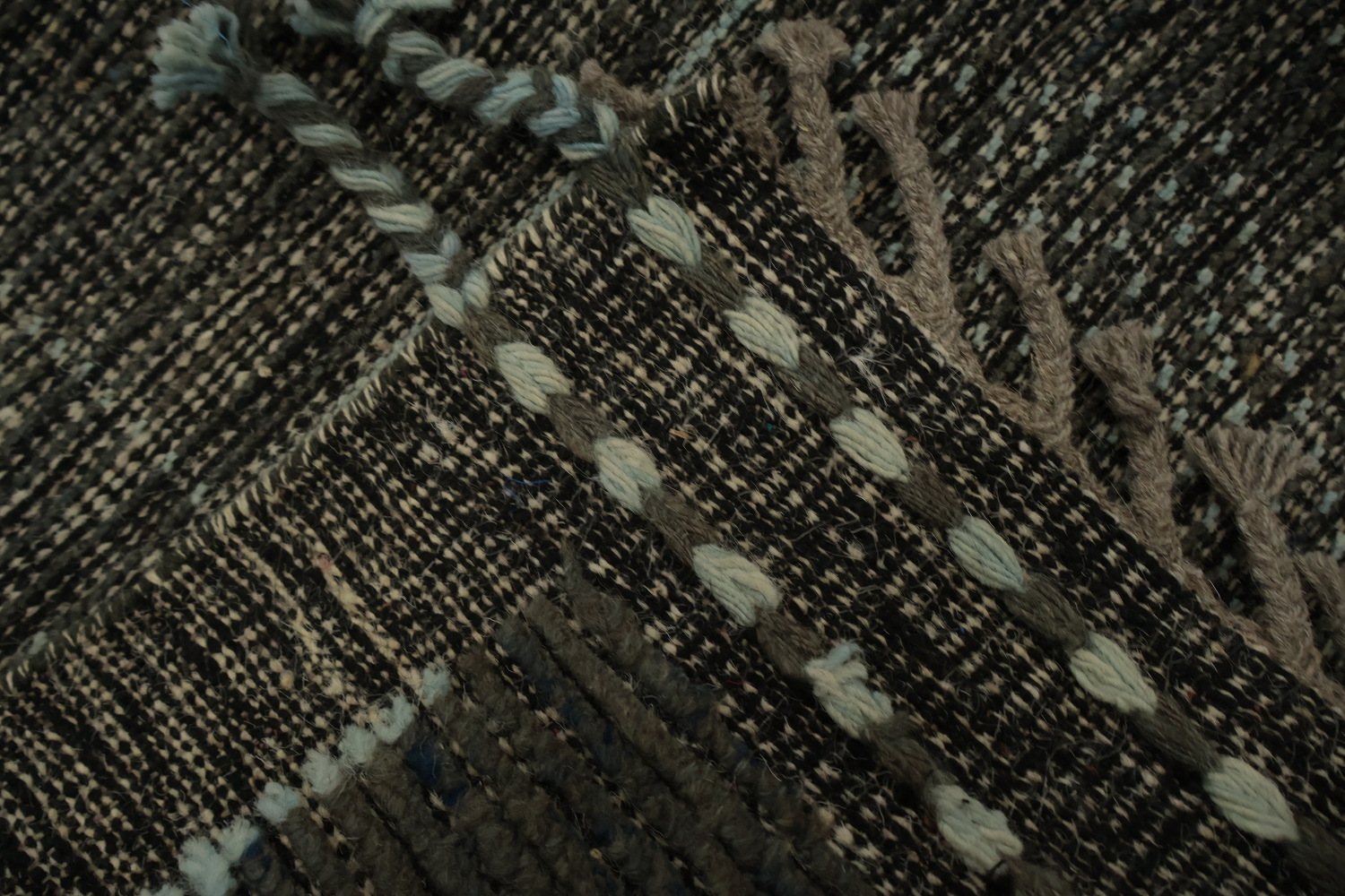 Modern Minimalist Dark Toned Moroccan Large Area Rug 9x13