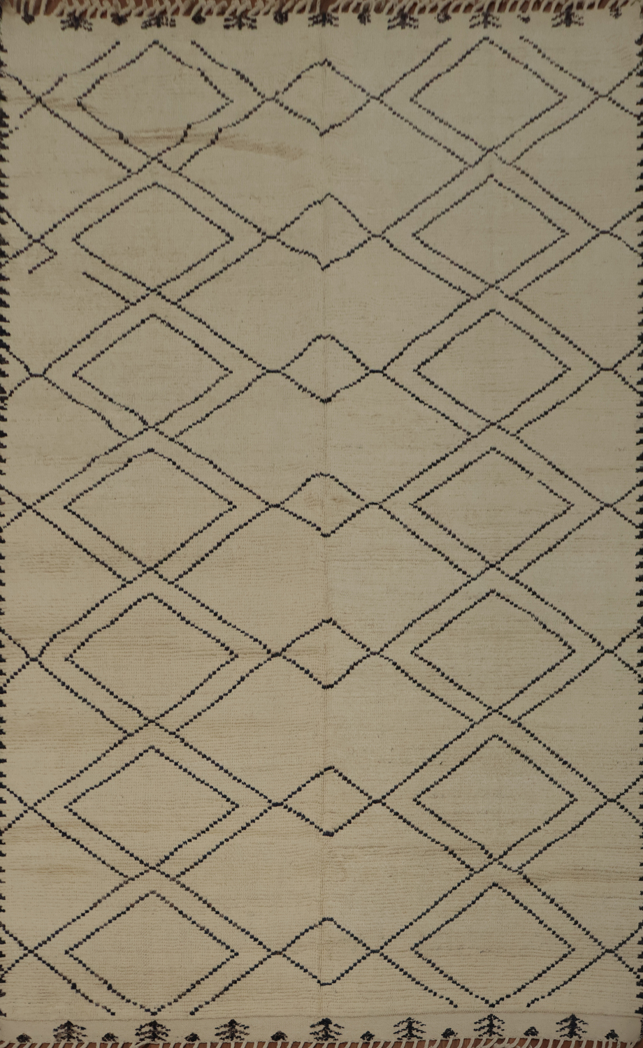 Trellis Geometric Ivory Moroccan Wool Area Rug 8x11