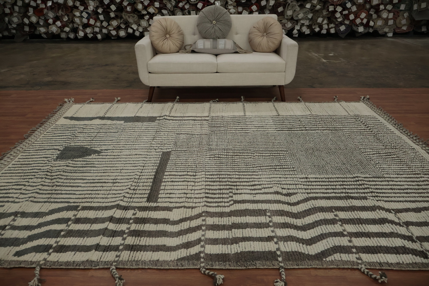 Striped Handmade Moroccan Oriental Area Rug 8x11