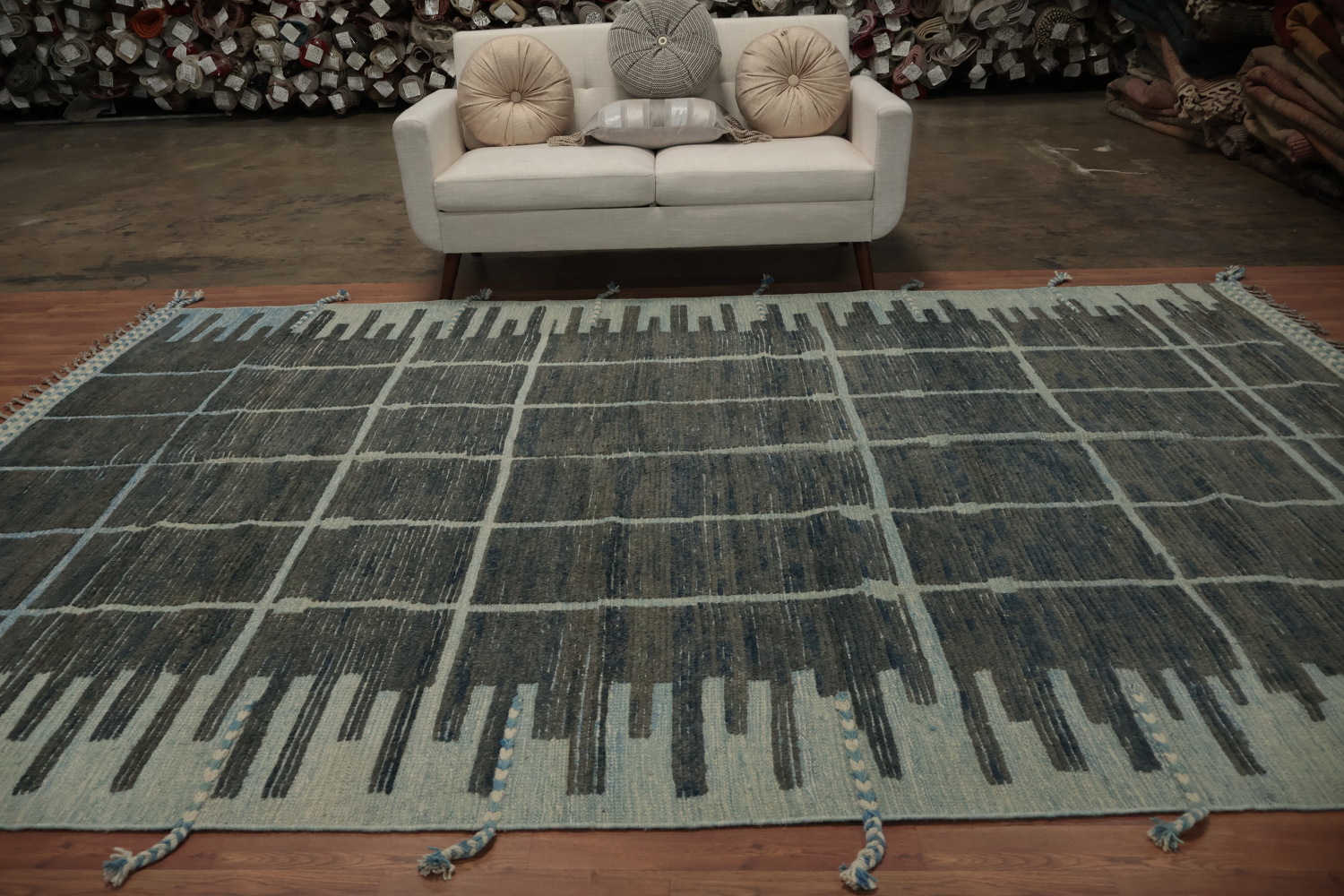 Earth Tone Wool Moroccan Living Room Area Rug 8x12