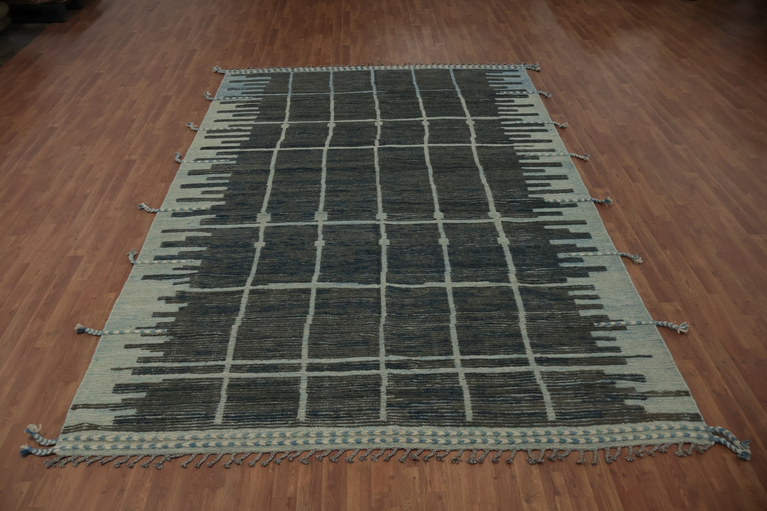 Earth Tone Wool Moroccan Living Room Area Rug 8x12