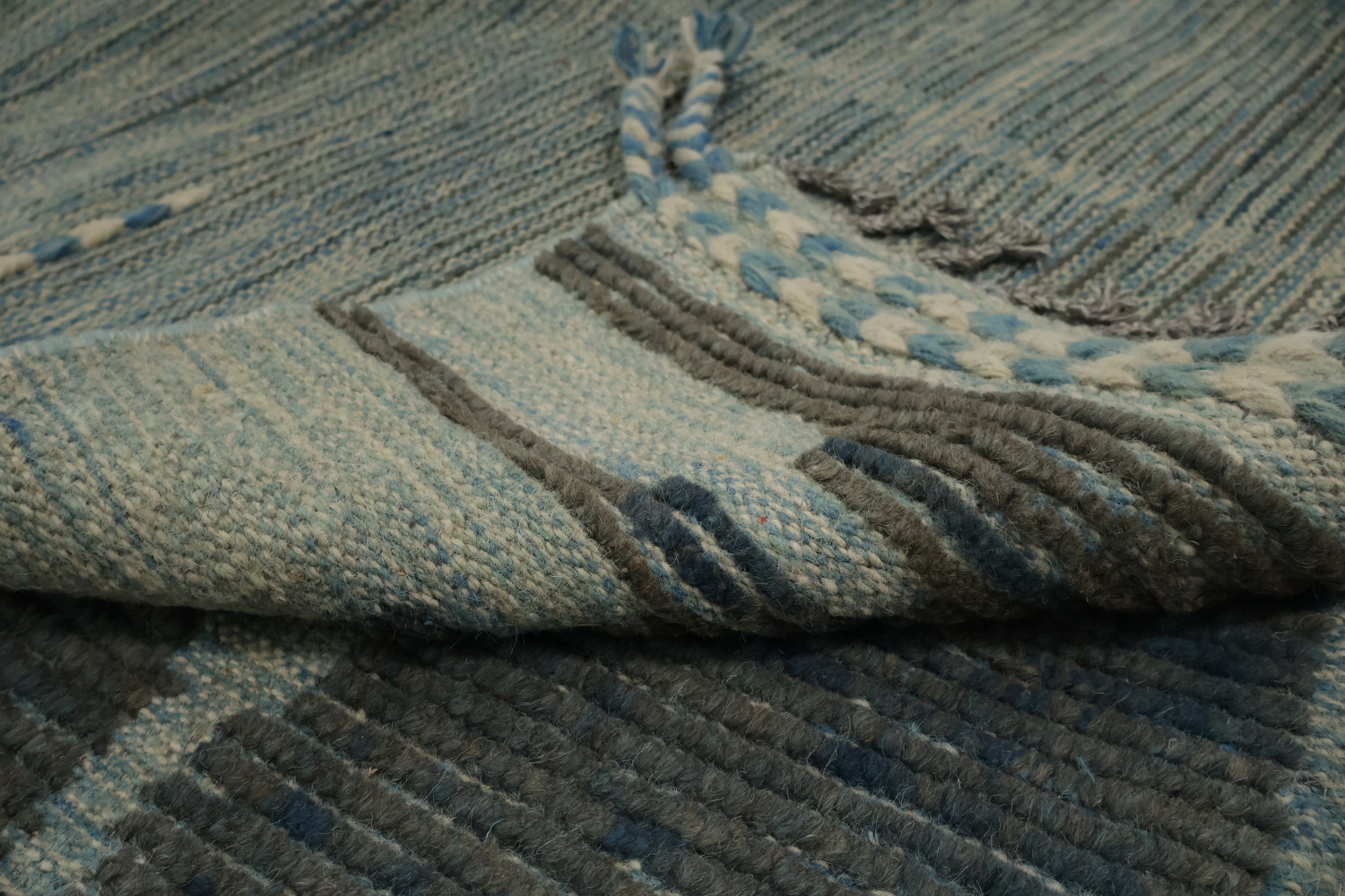 Earth Tone Wool Moroccan Living Room Area Rug 8x12