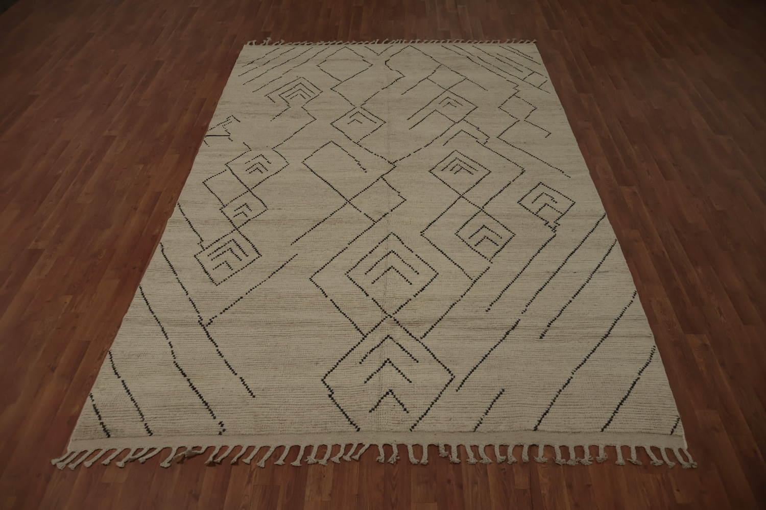 All-Over Ivory Moroccan Modern Area Rug 7x11