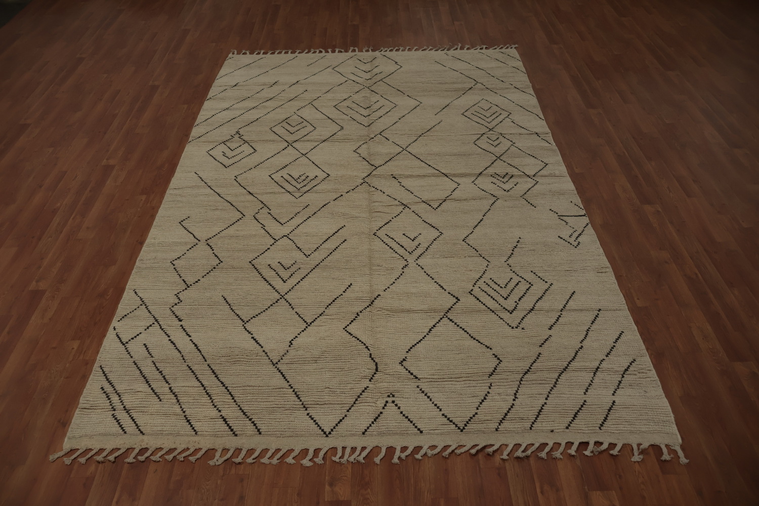 All-Over Ivory Moroccan Modern Area Rug 7x11