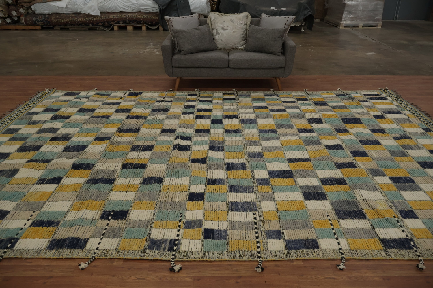 All-Over Checkered Moroccan Large Modern Rug 10x15