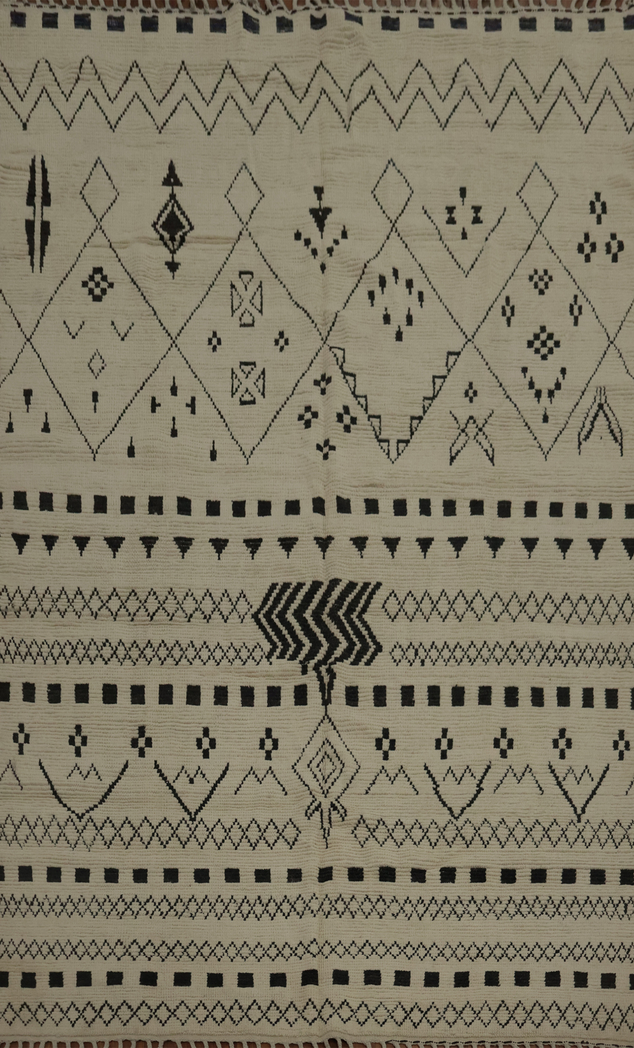 Ethnic Inspired Neutral Moroccan Area Rug 8x11 with Detailed Shapes