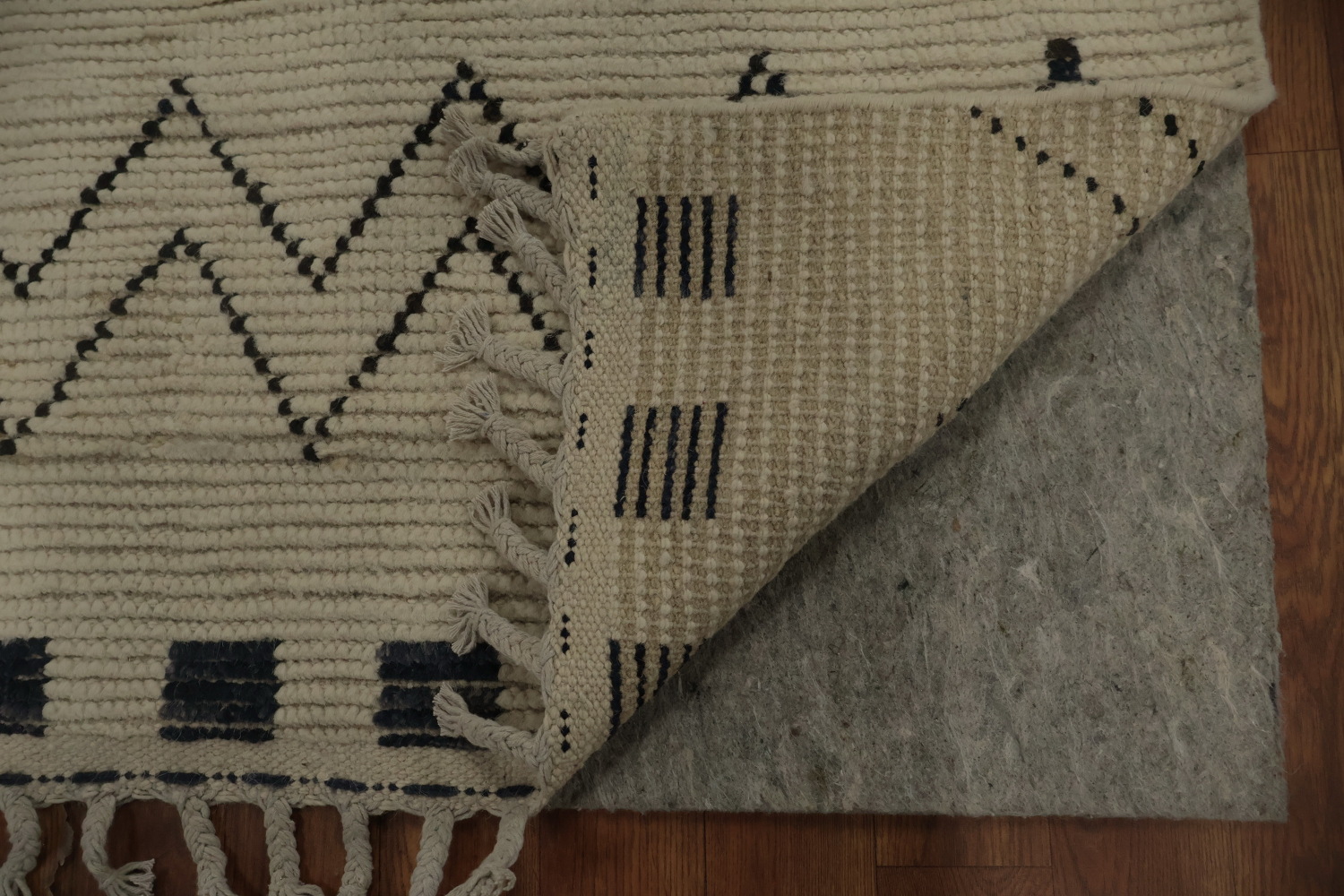 Ethnic Inspired Neutral Moroccan Area Rug 8x11 with Detailed Shapes